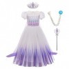 IWEMEK Filles Déguisements Princesse Elsa Robe et Accessoires Reine des Neige 2 Costume de Carnaval Halloween Noël Robes de f