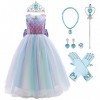 IWEMEK Filles Petite Sirène Costume Ariel Princesse Robe + Accessoires Ensemble Conte De Fées Cosplay Halloween Carnaval Cost