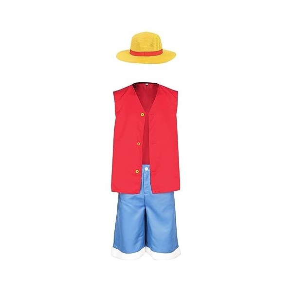 Alleyon Anime One Piece Cosplay Luffy Chapeau Enfants Monkey D.Luffy Deguisement L