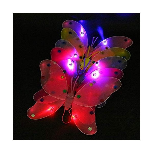 Amosfun Lot de 3 bandeaux LED ailes de papillon, baguette de fée pour enfants, elfe dange, cosplay, déguisement de princesse