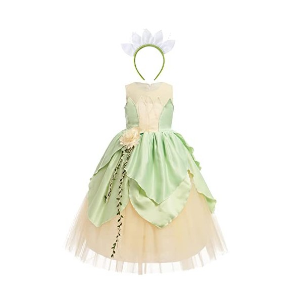 FYMNSI Costume de Fée Clochette pour Filles Enfants Tinkerbell Déguisements Robe Longue Verte avec Papillon Ailes danniversa