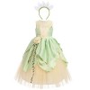 FYMNSI Costume de Fée Clochette pour Filles Enfants Tinkerbell Déguisements Robe Longue Verte avec Papillon Ailes danniversa