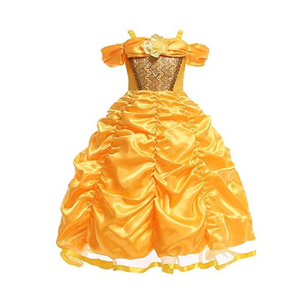 MYRISAM Filles Princesse Belle Robe de Carnaval Hors Épaule Costume de la Beauté et la Bête Halloween Déguisements Cosplay Cé