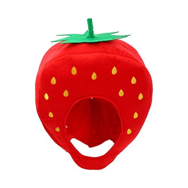 NUOBESTY Chapeau fraise en peluche - Chapeau en forme de fruits en peluche - Chapeau à selfie pour fête costumée - Accessoire
