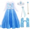 AmzBarley Reine des Neiges Costume Habiller Déguisement Princesse Robe Elsa Fille Enfant Cosplay Fête Soirée Anniversaire Hal