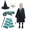 Amycute Costume Magicien Kit Accessoire Cape Invisibilité Choixpeau Baguette magique Écharpe Lunette Cravate Collier Déguisem