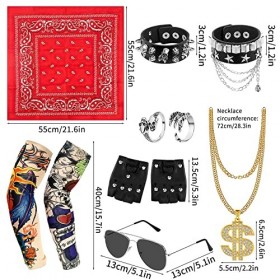 Hysagtek Lot de 11 accessoires de déguisement pour enfants - Style punk rock - Pour homme - Pour fête disco des années 80