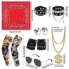 Hysagtek Lot de 11 accessoires de déguisement pour enfants - Style punk rock - Pour homme - Pour fête disco des années 80