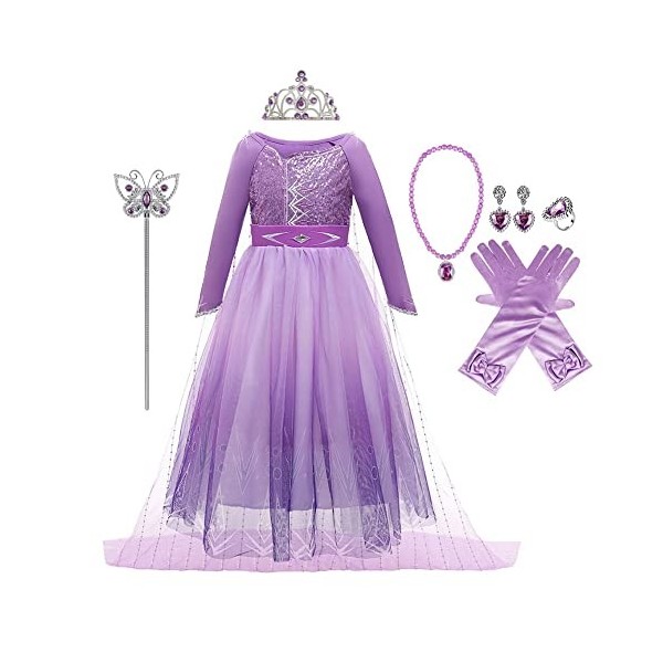URAQT Robe Elsa Enfant de Princesse, Costume Princesse avec