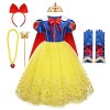 MYRISAM Filles Robe de Carnaval Princesse Costume de Blanche Neige avec Cape Conte de Fée Snow White Déguisements Cosplay Hal