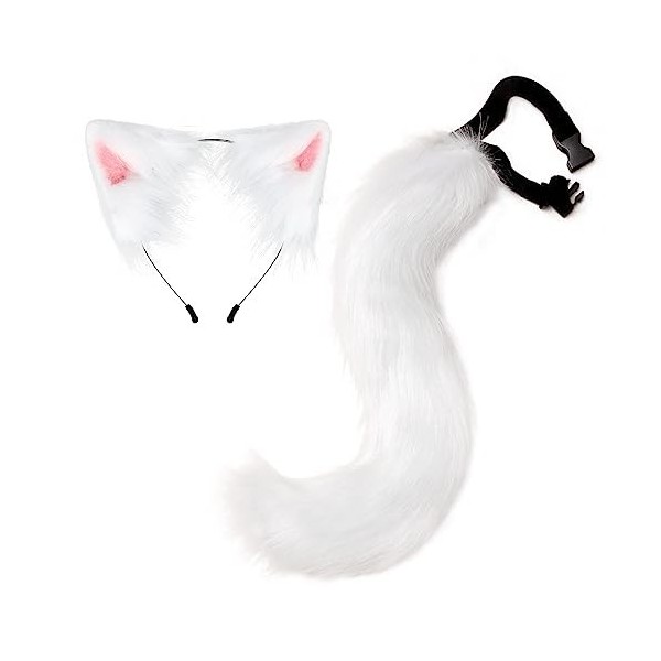 LICHENGTAI Renard Cosplay Set pour Enfants Adultes, Renard Déguisement Animal Avec Renard Oreilles Renard Queue pour Cosplay 