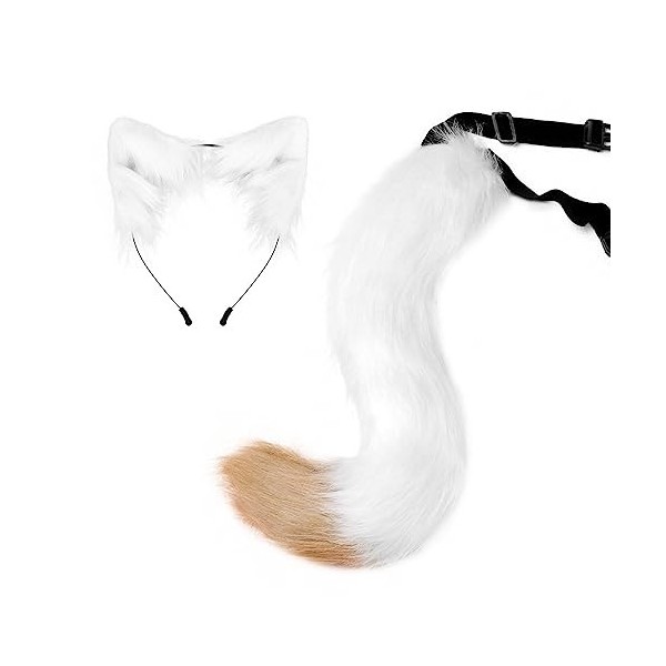 LICHENGTAI Renard Cosplay Set pour Enfants Adultes, Renard Déguisement Animal Avec Renard Oreilles Renard Queue pour Cosplay 