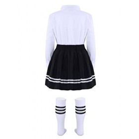 YUUMIN Enfant Fille Costume de Marin Uniforme Scolaire Anime Cosplay Déguisement Écolière Japonaise Ensemble Robe & Accessoir