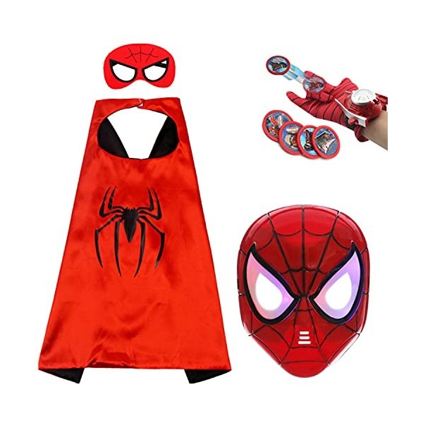 morningsilkwig Déguisement Spiderman Enfant Superhero Masque Accessoires Capes Masques Costumes de gant Systèmes de super-hér