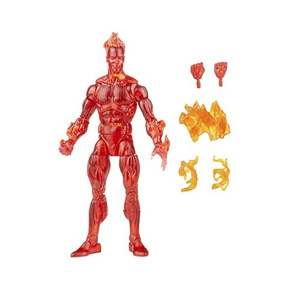 Hasbro Marvel Legends Series Retro, figurine de collection Fantastic Four The Human Torch de 15 cm avec 4 accessoires