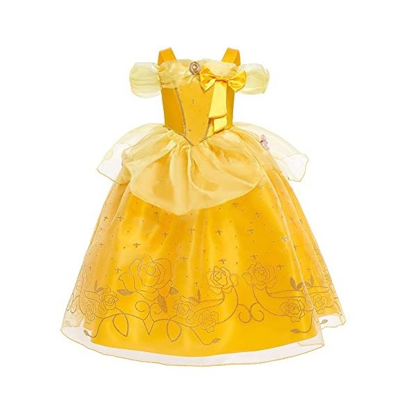 MYRISAM Filles Princesse Belle Robe de Carnaval Hors Épaule Costume de la Beauté et la Bête Halloween Déguisements Cosplay Cé