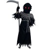 Halloween Faucheuse Cosplay,Déguisement Faucheuse Enfant avec Faucille,Yeux Rouges, Chaîne à la Taille,Grim Reaper Costume Ga