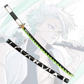 RYPDKM Demon Slayer Bambou Épée De Samouraï en Bois Shinazugawa Sanemi Katana– Accessoire De Cosplay Bois Couteau Sabre Dani