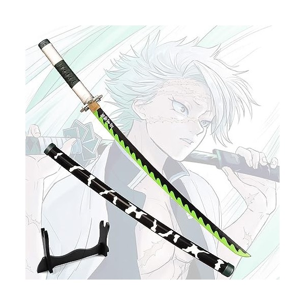 RYPDKM Demon Slayer Bambou Épée De Samouraï en Bois Shinazugawa Sanemi Katana– Accessoire De Cosplay Bois Couteau Sabre Dani