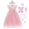 FYMNSI Déguisement de Princesse Elsa avec Accessoires pour Enfants Reine des Neiges 2 Costume Halloween Anniversaire Fête Cos