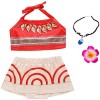 Deleventh Moana Princesse Deguisement Costume et Perruque Collier Accessoires Fille Cosplay Enfant Jeu daventure Vaiana Robe