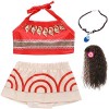 Deleventh Moana Princesse Deguisement Costume et Perruque Collier Accessoires Fille Cosplay Enfant Jeu daventure Vaiana Robe