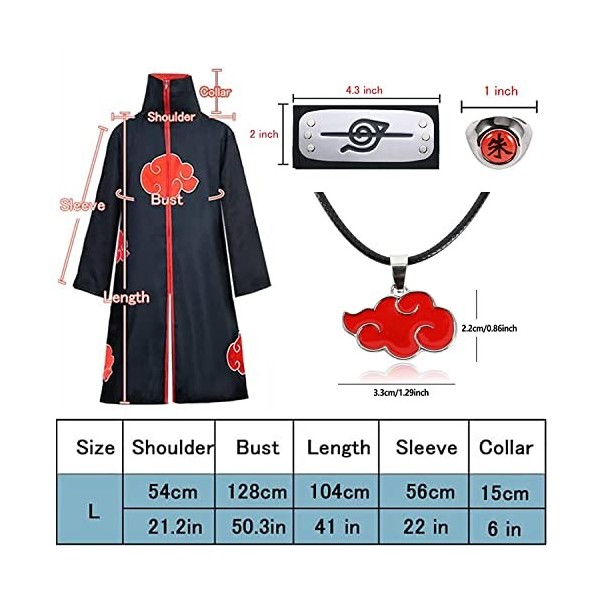 Costume Akatsuki Cosplay, Costume Cosplay Itachi, Akatsuki Cosplay Costume, Deguisement Naruto, Ninja Accessoires Anime Avec 