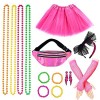 BIQIQI 80s Fête Accessoires Néon 80s Déguisement pour Femmes Filles Adultes Jupe tutu Boucle doreille Dentelle Bandeau Gants