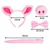 Jomnvo Accessoires de costume de cochon - Oreilles de cochon - Nez et Queue - Nœud papillon - Accessoire de déguisement pour 