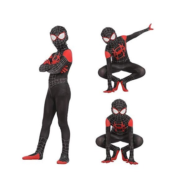 SPIDERMANHTT Cosplay Costume Spiderman for enfants, New Spiderman Miles Morales Cosplay Costume Zentai enfants for les costum