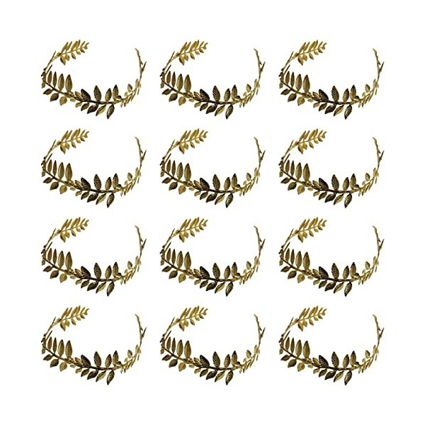 Gold Laurel Lot de 12 coiffes de la déesse romaine grecque et romaine avec feuilles dorées – Accessoire de déguisement