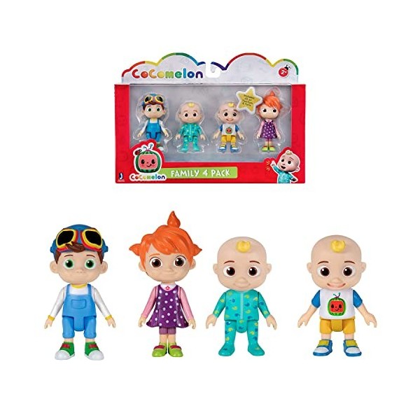 Bandai - CoComelon - Pack 4 figurines - Figurines 7cm à collectionner - JJ 2 figurines , TomTom et YoYo - WT00035