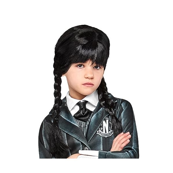 RUBIES - Déguisement Enfant MERCREDI Officiel - Robe Longue Chemisier Noir, Pois Blanc - Mercredi Uniforme - Taille Enfant au