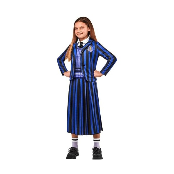 RUBIES - Déguisement Enfant MERCREDI Officiel - Robe Longue Chemisier Noir, Pois Blanc - Mercredi Uniforme - Taille Enfant au