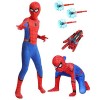 Deguisement Spider Enfant 6 7 ans Costume Spider Combinaison Déguisement Spider Garcon avec Gant de Lanceur Spider Masques 3D