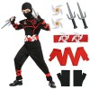 Aomig Déguisement Ninja Costume Enfant, Ensemble de Costumes de Ninja pour Garçon, Soldat Ninjas Déguisements Halloween Touss