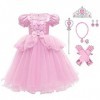 IBAKOM Robe Cendrillon Fille Costume Princesse Déguisement Conte Fées Sophia Raiponce Cosplay Halloween Carnaval Noël Habille