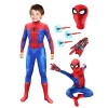 Deguisement Spider Enfant 6 7 ans Costume Spider Combinaison Déguisement Spider Garcon avec Gant de Lanceur Spider Masques 3D