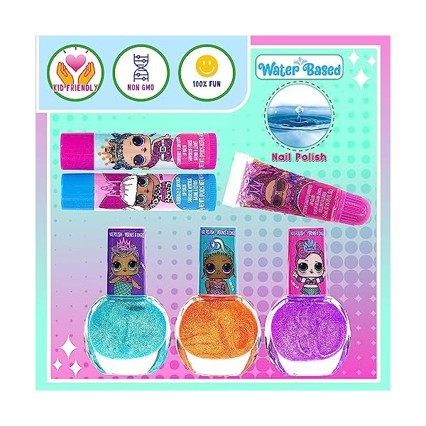 L.O.L Surprise! Townley Girl Kit de maquillage pour enfants pour filles, véritable ensemble de maquillage lavable, cadeau de 