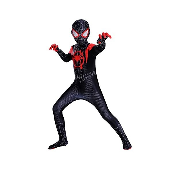 VVlight Costume Spiderman Miles Morales 4 À 5 Ans Body Enfant Adulte Cosplay Combinaison for Enfants Halloween Carnaval Dégui