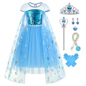 YOSICIL Robe de princesse Elsa pour femme - Costume de reine des