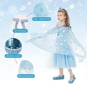 Foierp Elsa Robe Princesse Fille - Costume Princesse Elsa Enfant Deguisement avec Accessoires pour Halloween Cosplay Fête Da