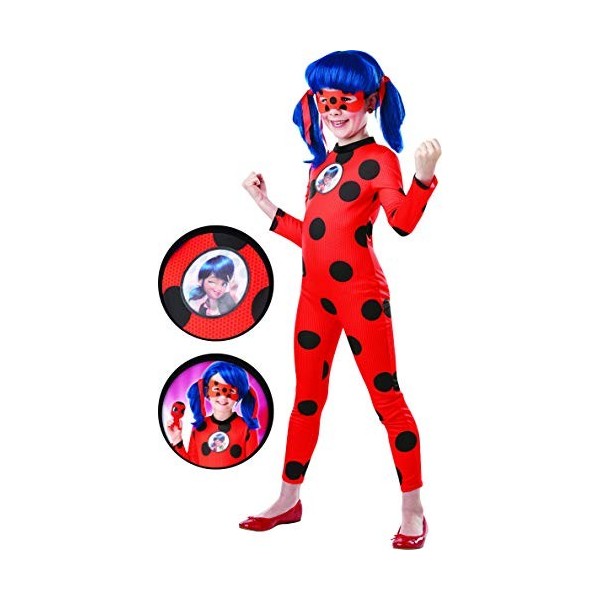 Rubies - Déguisement officiel Ladybug Miraculous + peluche Tikki - Taille M 5-6 ans - I-300502M