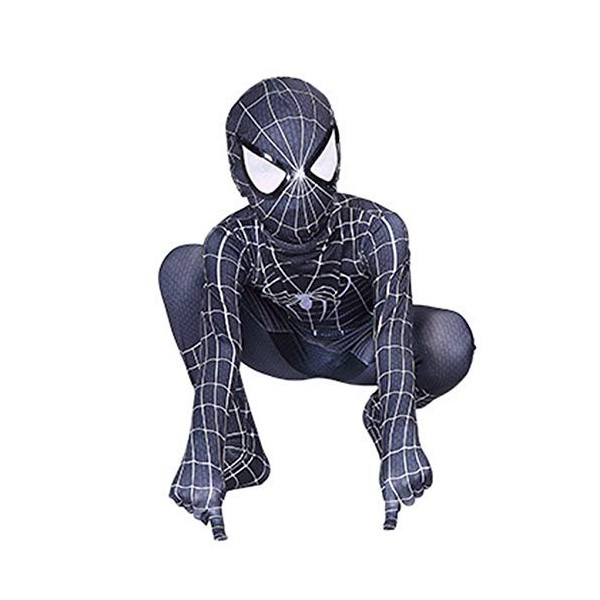 FSMJY Enfant Adulte Noir Spiderman Costumes Halloween Carnaval Cosplay Déguisement Costume 3D Impression Combinaison Body pou
