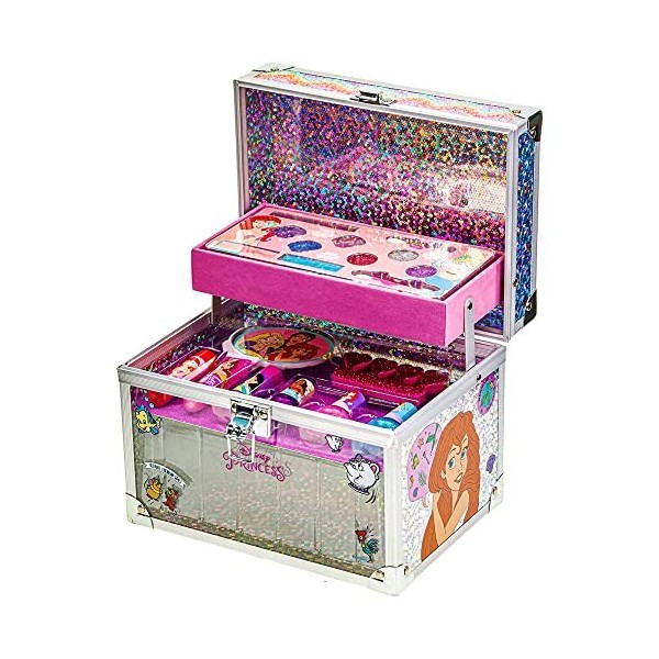 Disney Princess - Townley Girl Train Case Cosmetic Makeup Set Includes Lip Gloss, Ombre à paupières, Brosse, Vernis ! À parti