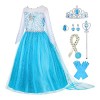 Gridamea Robe Elsa Reine Des Neiges Filles Deguisement Elsa Des Glaces Robe de Princesse Avec Couronne/Baguette/Gants/Tresse/