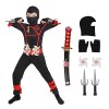 skyllc Costume Ninja pour enfants, costume de ninja avec accessoires pour la fête danniversaire du Carnaval de Noël dHallow