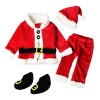 LYSTAO Costumes de Noël pour bébé, 4 pièces : costume de père Noël, haut + pantalon + chapeau + chaussettes pour bébé, filles