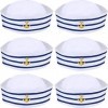 6 Pièces Chapeaux de Marin Bleus et Blancs Chapeaux de Matelot pour Accessoire de Costume d’Enfants, Fête de Déguisement Sty