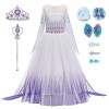 New front Fille Robe Princesse Elsa Déguisement Reine des Neiges Accessoires Baguette Magique Couronne Miroir Barrettes Clips